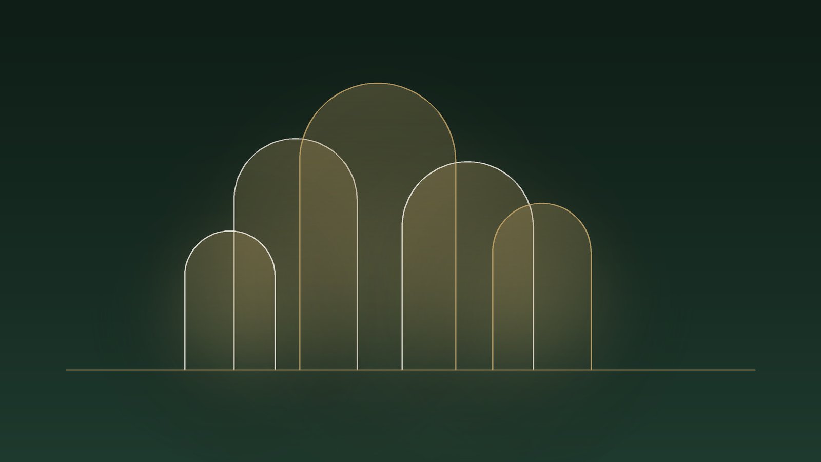 Several overlapping arches of different sizes, gathered close together