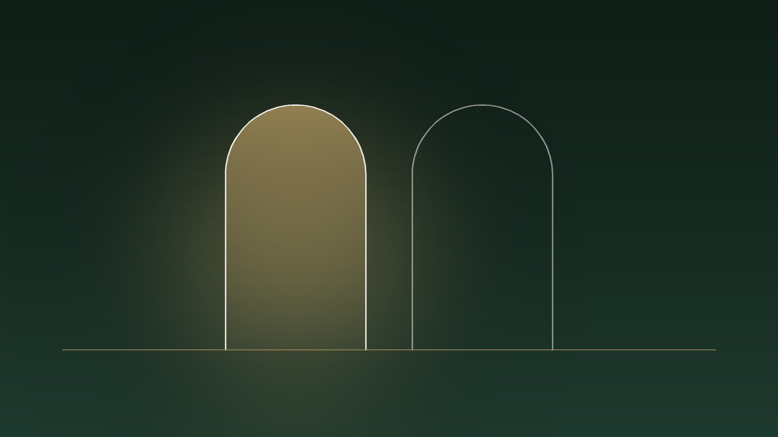 Two doorways side by side, one lit and one dark
